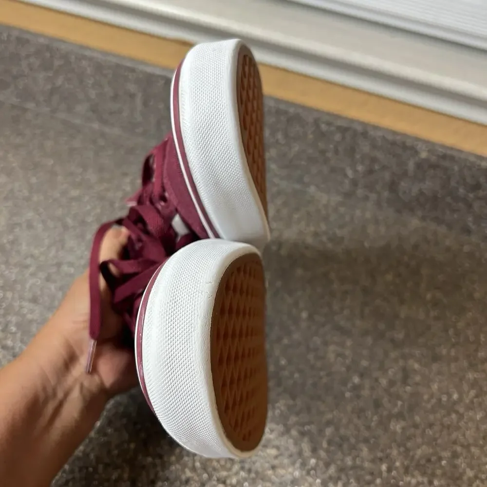Vans Classic Mens Sz 9.5 Burgundy Canvas Skate Sneaker Shoe Lace Up Low Women 11